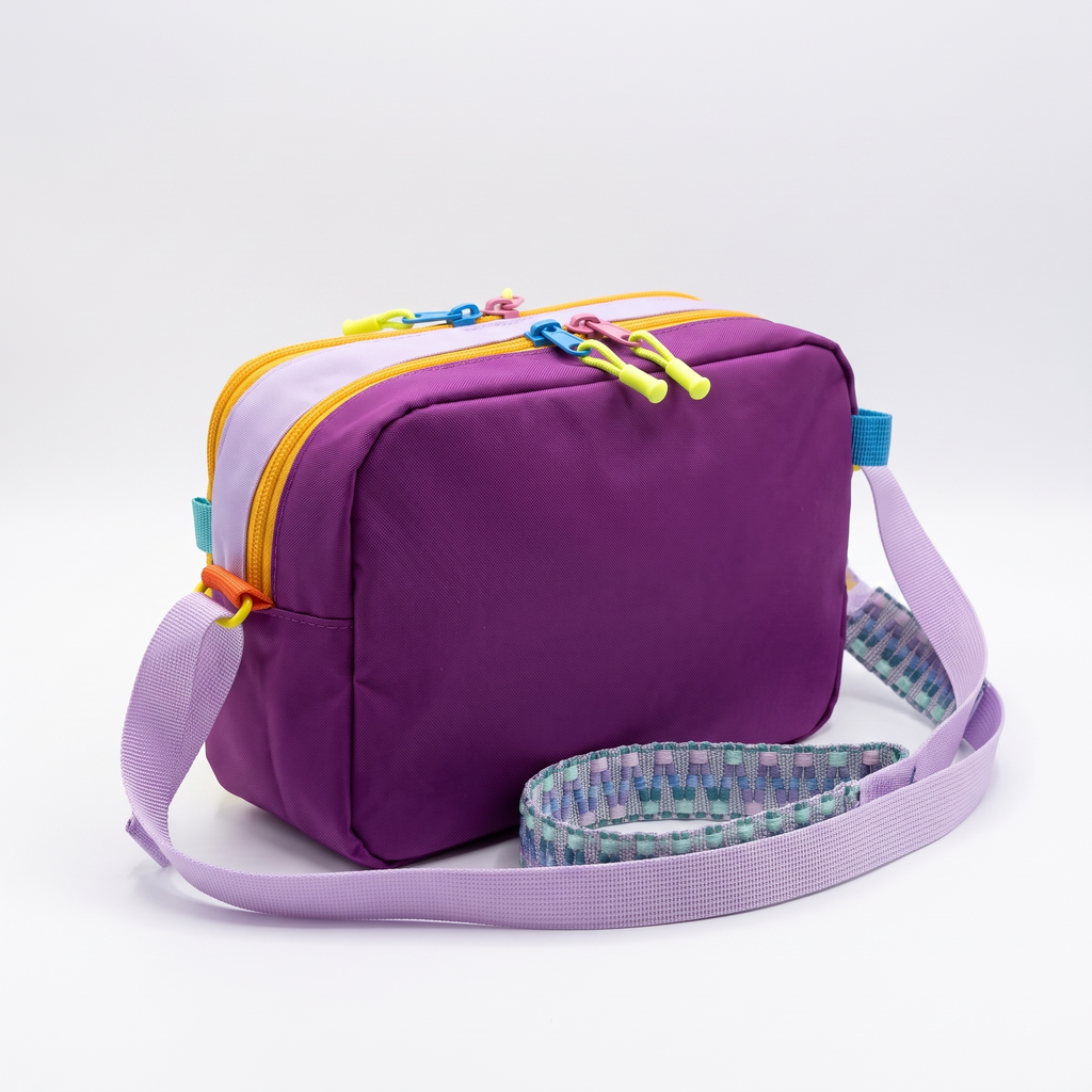 Back of The Analog Bag in Purple and Yellow